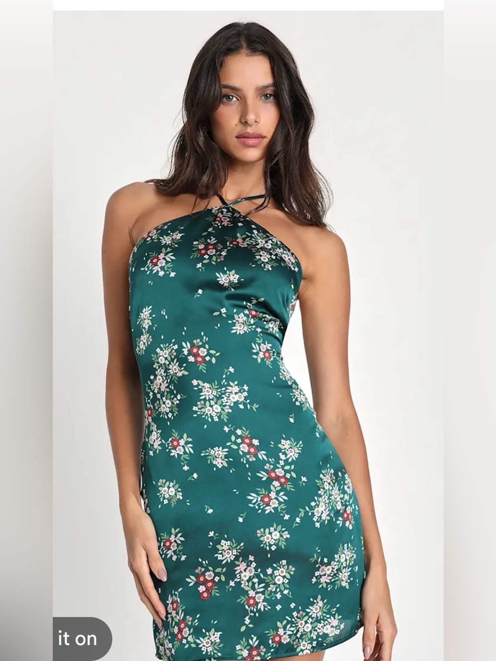 🌿 Lulus Floral Halter Mini Dress Medium 🌿